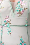 Embroidered Vine Mesh Bodysuit Maxi Dress