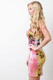 Tie Dye V-Neck Jersey Knit Mini Dress