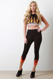 Flame Print Sleeveless Crop Top