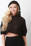 Fishnet Short Sleeves Hooded Crop Top