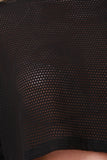Fishnet Short Sleeves Hooded Crop Top