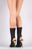 Wild Diva Lounge Mesh Stiletto Mid Calf Boots