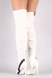 Lightening Bolt Lace Up Stiletto OTK Boots
