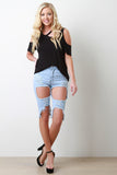 Smooth Knit Cold Shoulder Torn Neck Top
