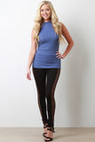 Sleeveless Ribbed Knit Lattice Side Top