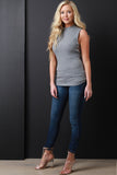 Sleeveless Ribbed Knit Lattice Side Top