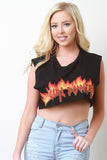 Girl Power Graphic Raw Edge Crop Top