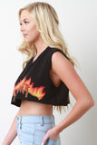 Girl Power Graphic Raw Edge Crop Top