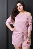 Off The Shoulder Three Quarter Sleeve Soft Knit Romper