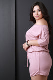 Off The Shoulder Three Quarter Sleeve Soft Knit Romper