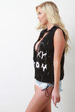 Sexy Lady Plunging V-Yoke Lace Side Lace-Up Top