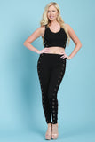 V-Neck Sleeveless Side Lace-Up Crop Top