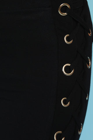 Grommet Corset Side Lace-Up Mid Rise Pants