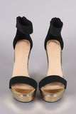 Liliana Two Tone Suede Open Toe Platform Wedge