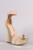 Liliana Two Tone Suede Open Toe Platform Wedge