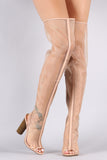 Liliana Mesh Peep Toe Chunky Heeled Over-The-Knee Boots