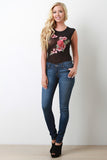 Sheer Mesh Floral Embroidery Bodysuit