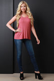 Ribbed Knit Cutout Racerback Sleeveless Top