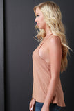 Ribbed Knit Cutout Racerback Sleeveless Top