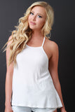 Ribbed Knit Cutout Racerback Sleeveless Top