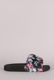 Leopard Design Faux Fur Open Toe Slide Sandal
