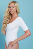 Ribbed Knit Square Neck High Cut Bodysuit
