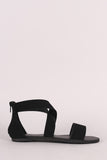 Nubuck Cross-Strap Open Toe Flat Sandal