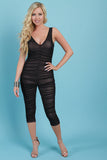 Mesh Ruched Capri Jumpsuit