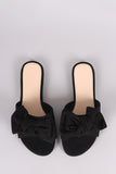 Suede Bow Open Toe Slide Sandal