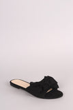 Suede Bow Open Toe Slide Sandal