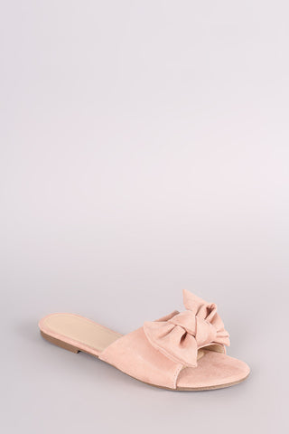 Suede Bow Open Toe Slide Sandal