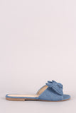 Denim Bow Open Toe Slide Sandal