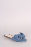 Denim Bow Open Toe Slide Sandal