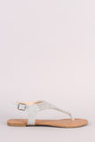 Glitter Rhinestone V-Strap Thong Flat Sandal