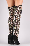 Suede Floral Embroidery Mesh Stiletto Over-The-Knee Boots