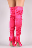 Slouchy Satin Pointy Toe Stiletto Over-The-Knee Boots