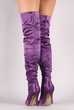 Slouchy Satin Pointy Toe Stiletto Over-The-Knee Boots