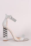 Qupid Glitter Zigzag Chunky Perspex Heel