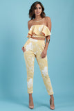 Floral Ruffle Tube Top And High Waist Pants Set
