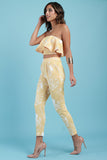 Floral Ruffle Tube Top And High Waist Pants Set