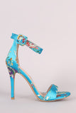 Shoe Republic LA Floral Brocade Satin Ankle Strap Heel