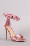 Liliana Satin Open Toe Side Knotted Bow Stiletto Heel