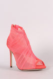 Liliana Semi-Sheer Mesh Tulle Peep Toe Stiletto Booties