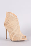Liliana Semi-Sheer Mesh Tulle Peep Toe Stiletto Booties