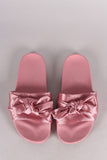Satin Oversized Bow Slide Sandal
