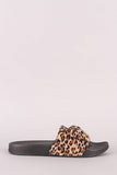 Leopard Bow Open Toe Slide Sandal