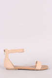 Nubuck Single Band Ankle Strap Flat Sandal