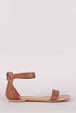Vegan Leather Single Band Ankle Strap Flat Sandal