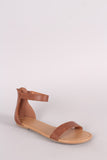 Vegan Leather Single Band Ankle Strap Flat Sandal