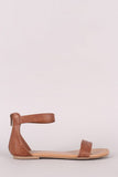 Vegan Leather Single Band Ankle Strap Flat Sandal